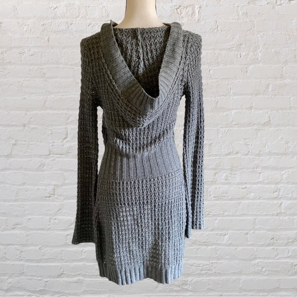 SHIMMERY METALLIC WOOL HOODED KNIT OPEN FRONT SWEATER DUSTER DUSTER CARDIGAN - Picture 7 of 9